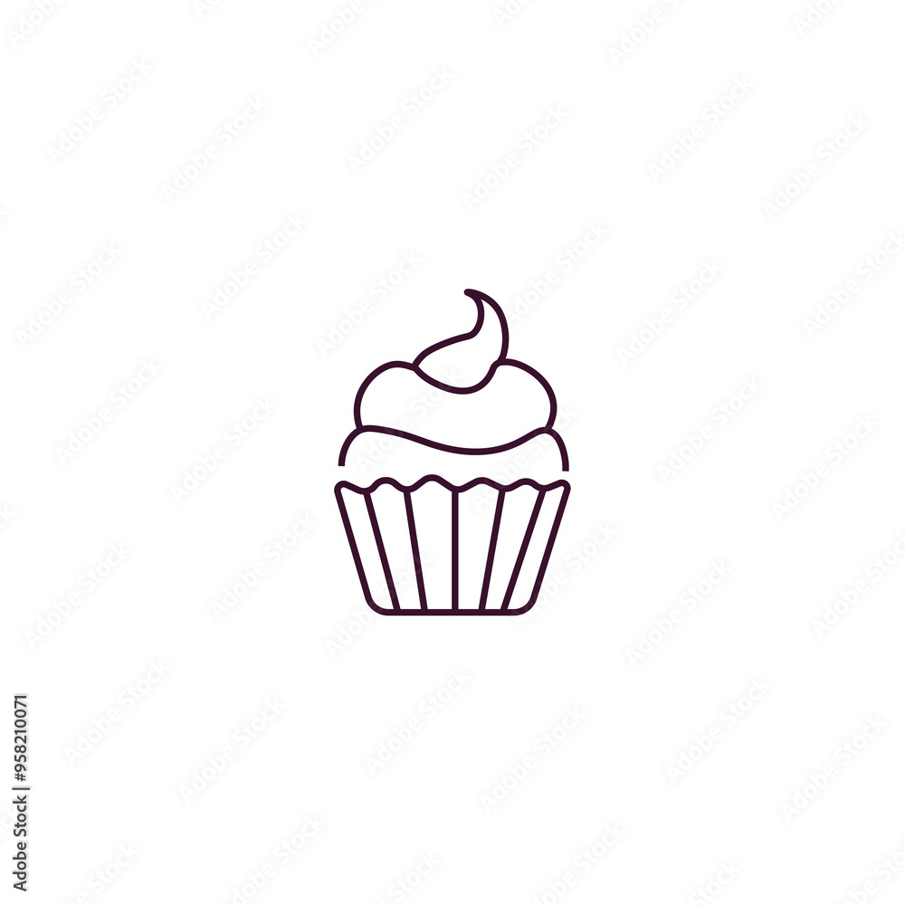 cupcake with cream outline icon. Linear vector from restaurant concept. Thin line cupcake with cream icon isolated on white background cupcake with cream outline icon. Linear vector from restaurant concept. Thin line cupcake with cream icon isolated on white background