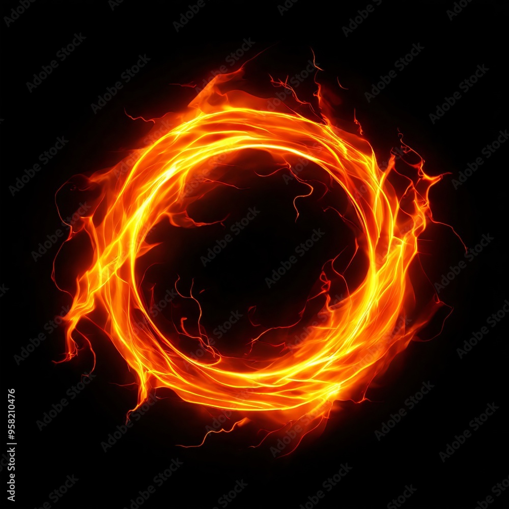 an orange lightning swirl on black background an orange lightning swirl on black background
