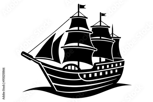 Cargo and passenger vessels icon set. Cargo and passenger ships silhouette on white. Vector illustration