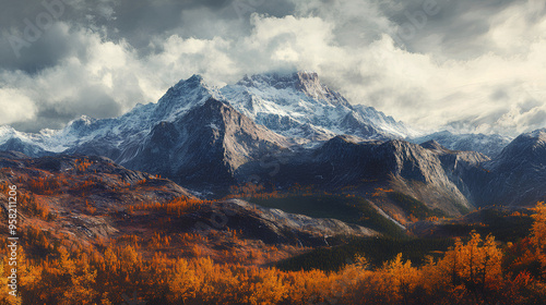 Panorama mountain autumn landscape