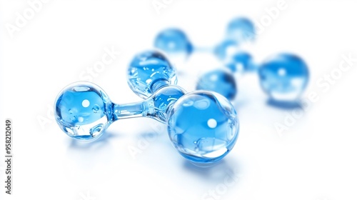Close-up of a molecule of ozone (O3), isolated on white background