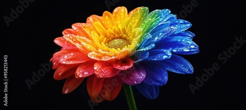 Rainbow Flower on Black Background