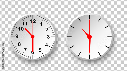 classic clock watch face for icon wallpaper background and business isolated on transparent backgrond. vector illustration.