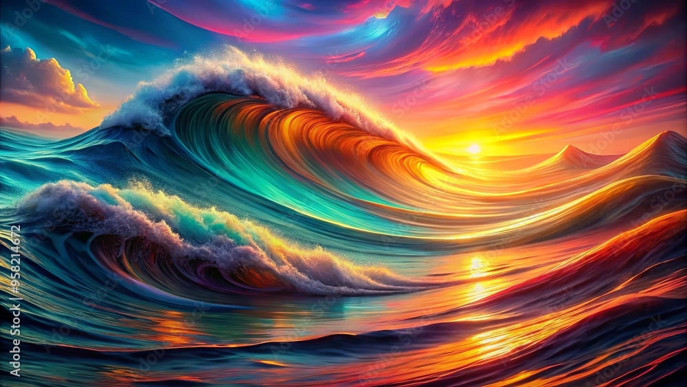 Abstract vibrant waves and shapes creating a dynamic visual effect Abstract vibrant waves and shapes creating a dynamic visual effect