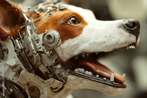 Illustrate a dogs throat with a complex mechanical  photo