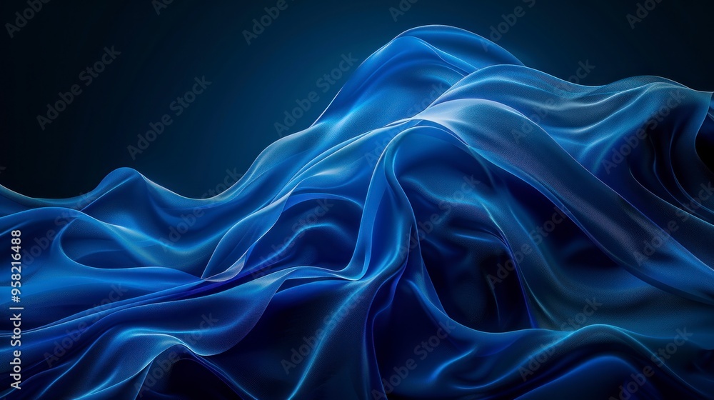 Obraz premium Abstract lines and curves in shades of blue against a dark background.