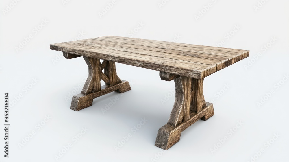 Rustic Wooden Table with X-Shaped Legs Rustic Wooden Table with X-Shaped Legs