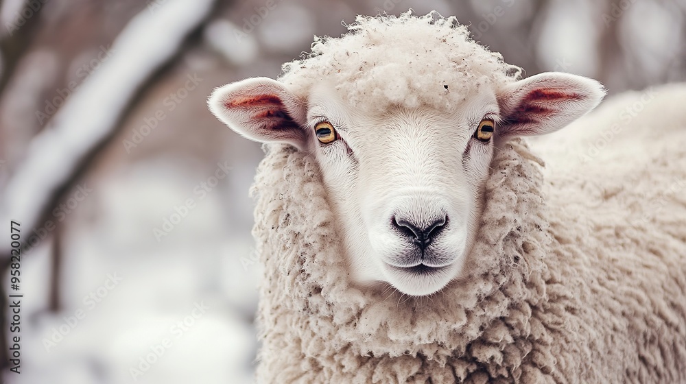 Adorable Sheep Standing in a Pastoral Setting, Showcasing Its Soft Wool and Gentle Expression Adorable Sheep Standing in a Pastoral Setting, Showcasing Its Soft Wool and Gentle Expression
