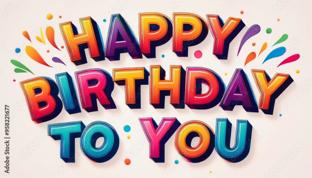Colorful birthday text with confetti exploding on the sides to celebrate Colorful birthday text with confetti exploding on the sides to celebrate