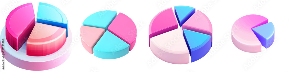 Obraz premium Cartoon style round chart with 3D icon floating on transparency