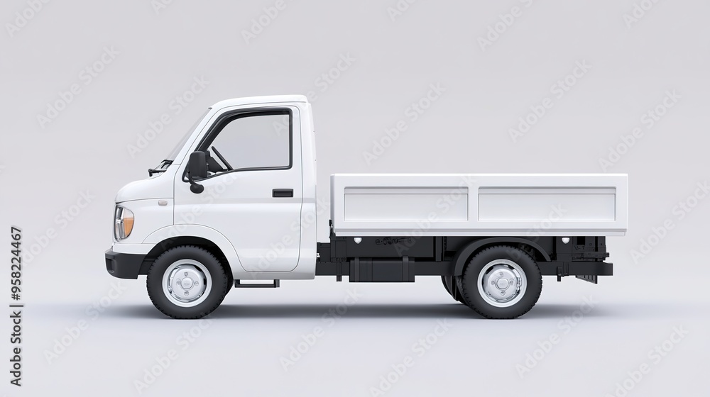 Small Truck Mockup Featuring a Sleek, Modern Design. The Mockup Showcases the Truck's Exterior in a Clean, Professional Setting, Ideal for Presentations and Branding Concepts. Small Truck Mockup Featuring a Sleek, Modern Design. The Mockup Showcases the Truck's Exterior in a Clean, Professional Setting, Ideal for Presentations and Branding Concepts.