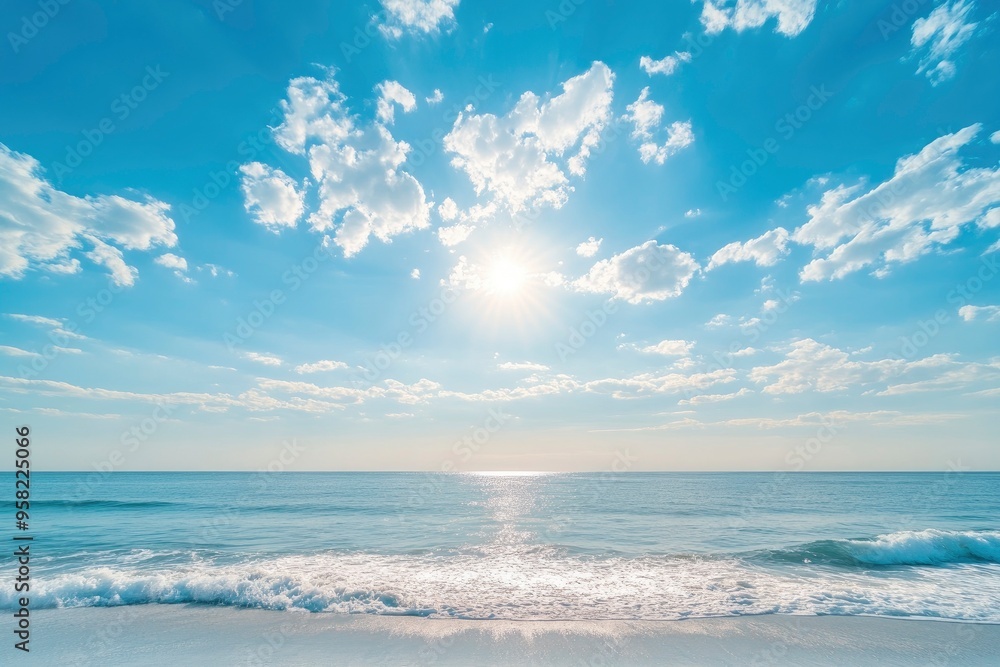 Panorama of clear sky background for summer vacation concept at ocean and summer sea water with sunlight of beautiful cloudy sky , ai Panorama of clear sky background for summer vacation concept at ocean and summer sea water with sunlight of beautiful cloudy sky , ai