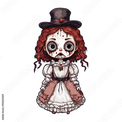 cute horror halloween doll cartoon ai generated