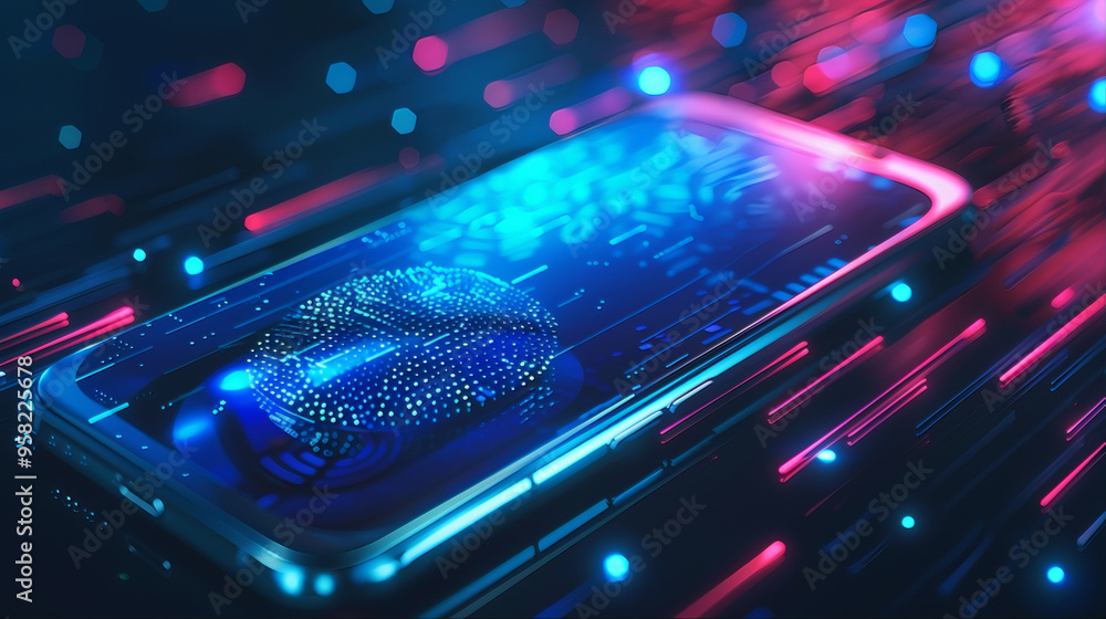 Obraz premium fingerprint mobile phone technology concept