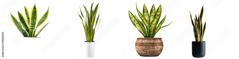 Sansevieria trifasciata plant in a transparent pot Sansevieria trifasciata plant in a transparent pot