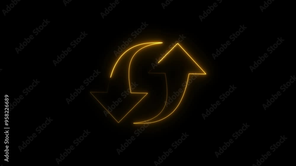glowing arrow sign animation .and black background. glowing arrow sign animation .and black background.