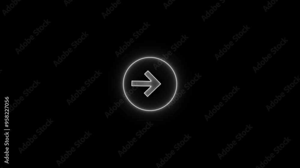 right direction arrow sign animation and glowing arrow line and black background . right direction arrow sign animation and glowing arrow line and black background .