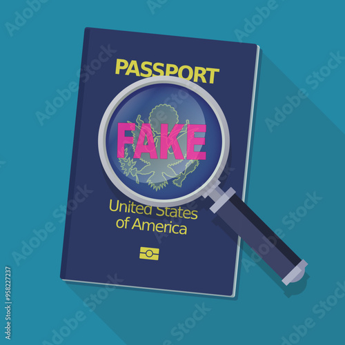 Detection of a fake passport of USA (flat design)	
