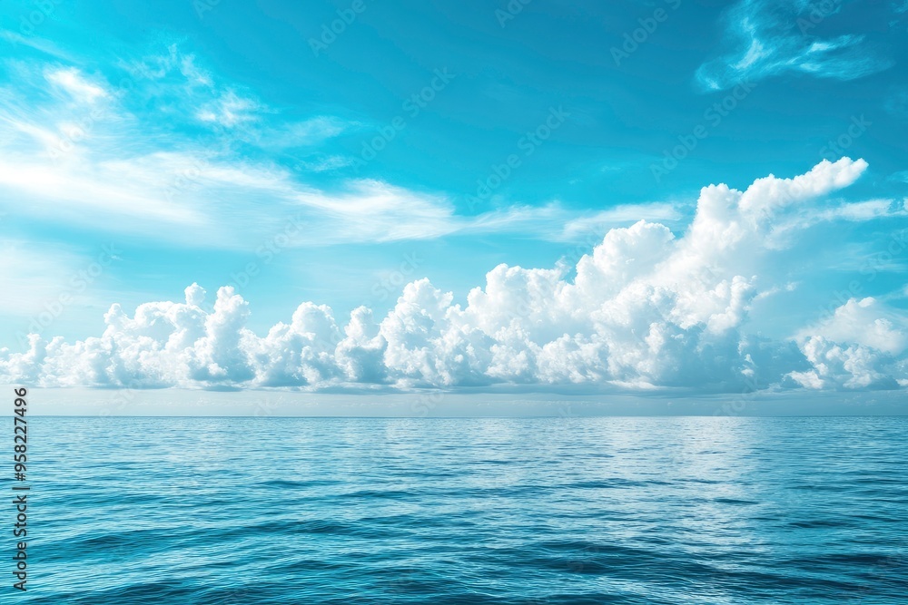 Panorama of clear sky background for summer vacation concept at ocean and summer sea water with sunlight of beautiful cloudy sky , ai Panorama of clear sky background for summer vacation concept at ocean and summer sea water with sunlight of beautiful cloudy sky , ai