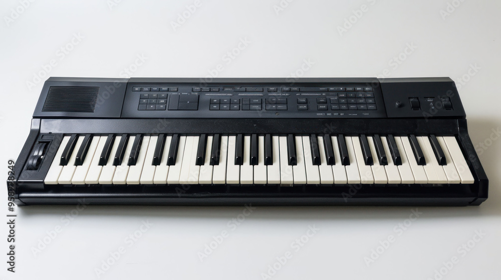 Digital keyboard instrument with black and white keys, ideal for music production and practice. Digital keyboard instrument with black and white keys, ideal for music production and practice.