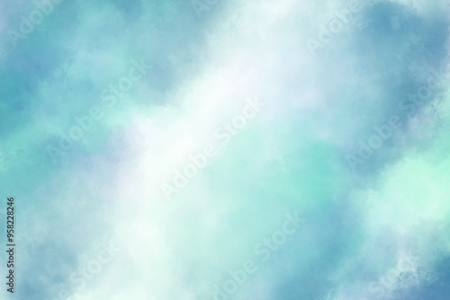 Abstract blue green toned watercolor background