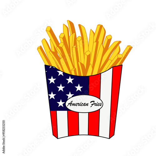 French Fries Fflag American tshirt design