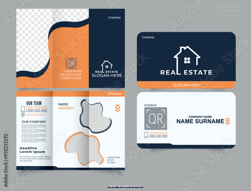 Real estate trifold brochure template design. Brochure design layout.