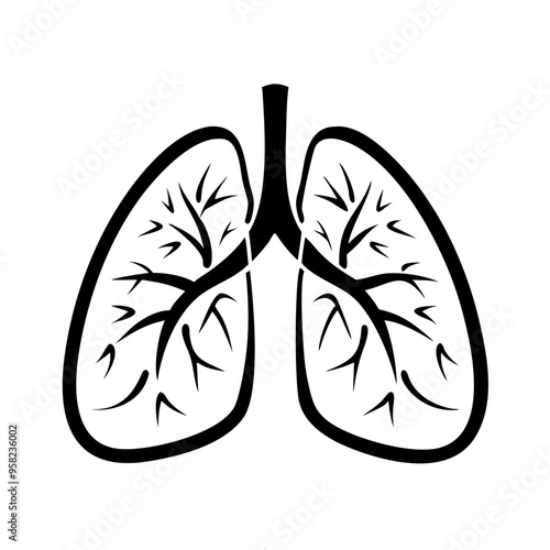 Illustration of human lungs with detailed branching structure