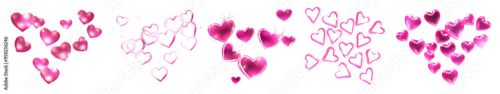 Neon pink heart png cut out element set Neon pink heart png cut out element set
