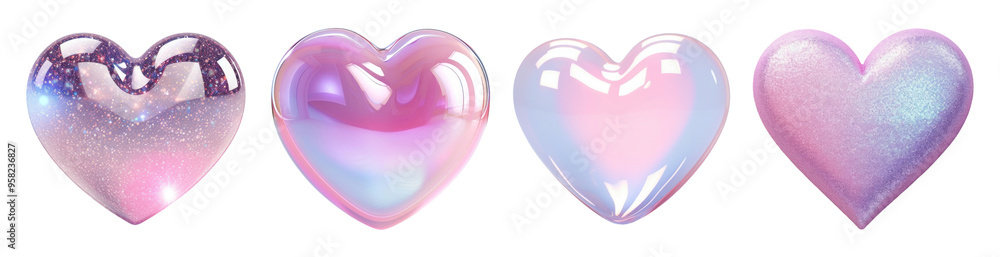 3D heart-shaped png cut out element set 3D heart-shaped png cut out element set