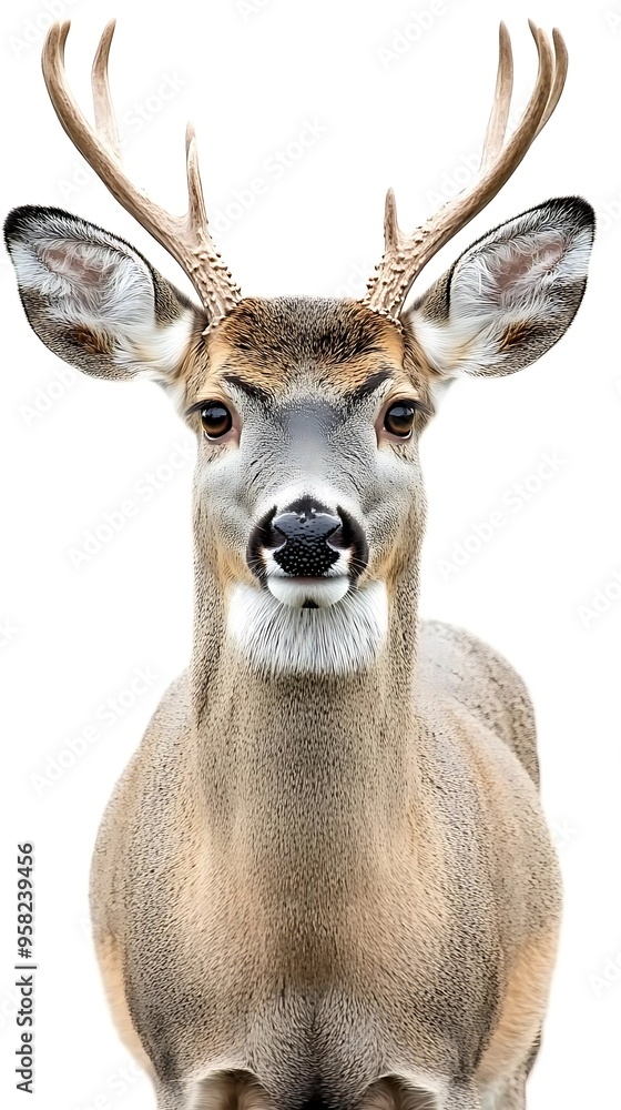 Portrait of a White-Tailed Deer with Antlers - Realistic Animal Photo Portrait of a White-Tailed Deer with Antlers - Realistic Animal Photo