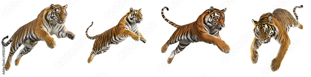 Obraz premium An attack by the royal tiger on a transparency background
