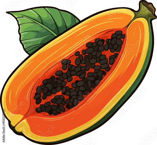 Papaya clipart desing illustration