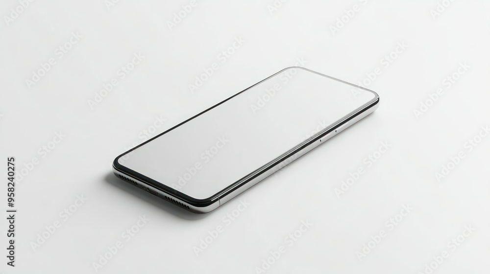 Silver Smartphone with Blank Screen on White Background Silver Smartphone with Blank Screen on White Background