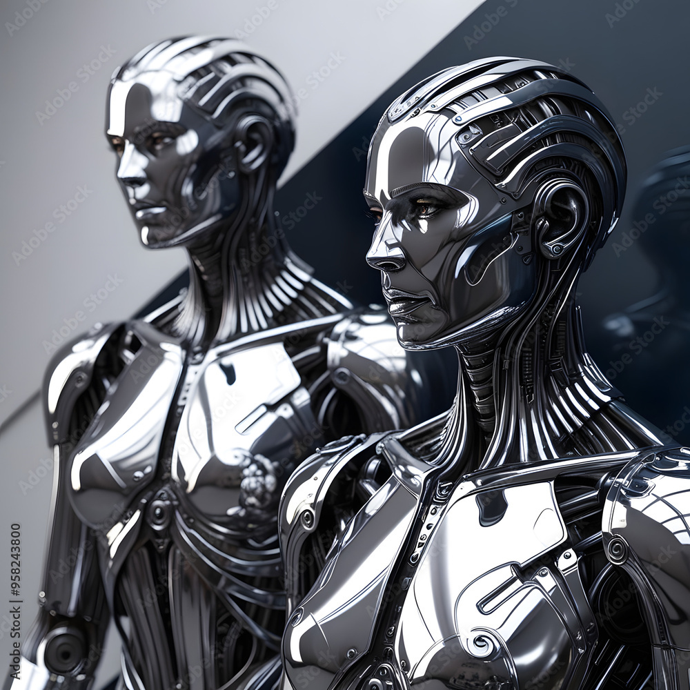 Human figured robots which looks super futuristic and smart. Made of strongest steels of the earth, intelligent human made cyborgs Human figured robots which looks super futuristic and smart. Made of strongest steels of the earth, intelligent human made cyborgs