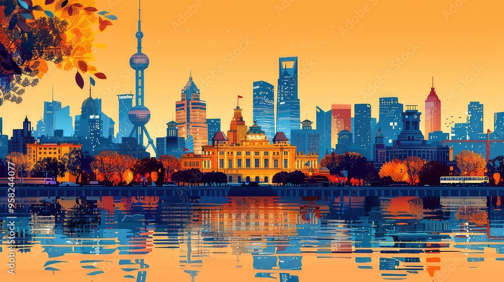 Illustration Of China Landmarks, Generative AI Illustration Of China Landmarks, Generative AI
