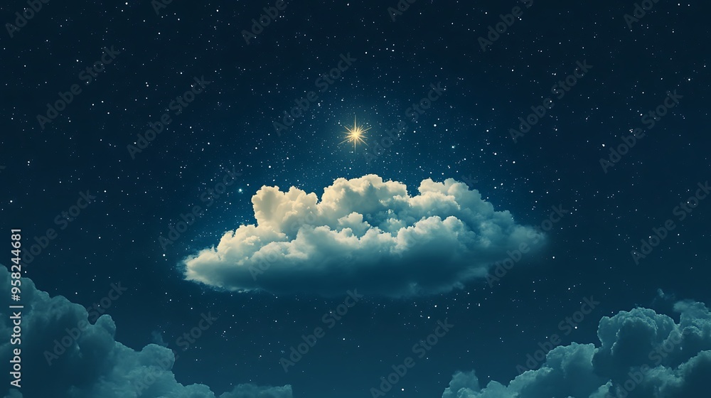 Fototapeta premium Night Sky with Clouds and Stars