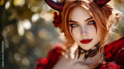 Captivating Devil Woman in Alluring Halloween Costume