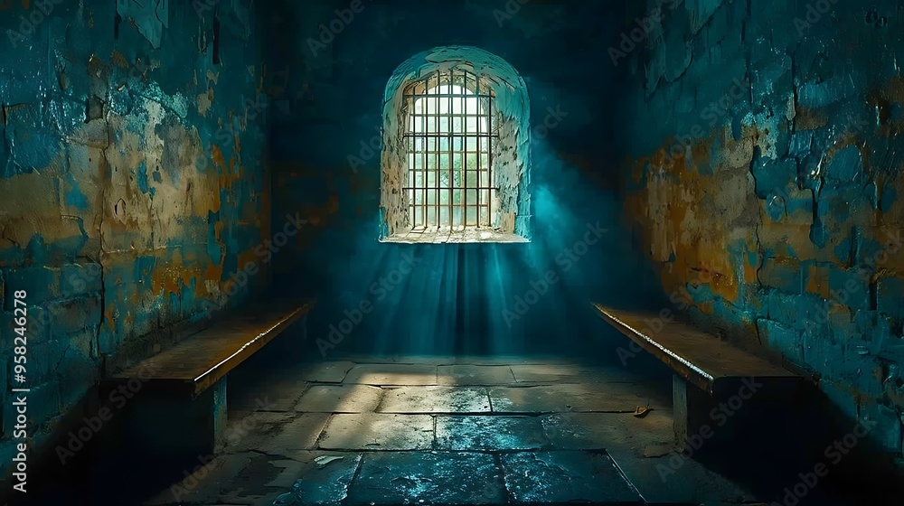 Light Beams Through Jail Cell Window Light Beams Through Jail Cell Window