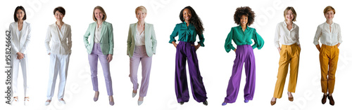 Diverse women full body png cut out element set photo