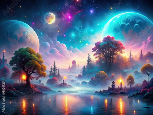 mistyethereal surrealistic dreamy mystical ethereal fantasy neonlit soft glowing misty foggy moonlit glowing vibrant atmospheric moody enchanting photo