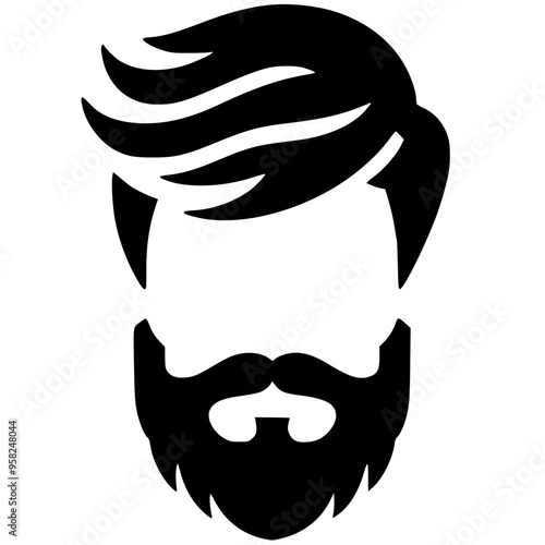 Silhouette of stylish men's haircut and beard