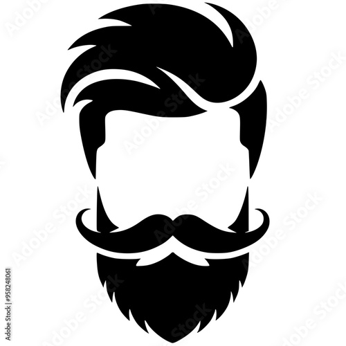 Silhouette of stylish men's haircut and beard