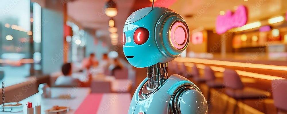 3D Robot in a Restaurant Illustration 3D Robot in a Restaurant Illustration