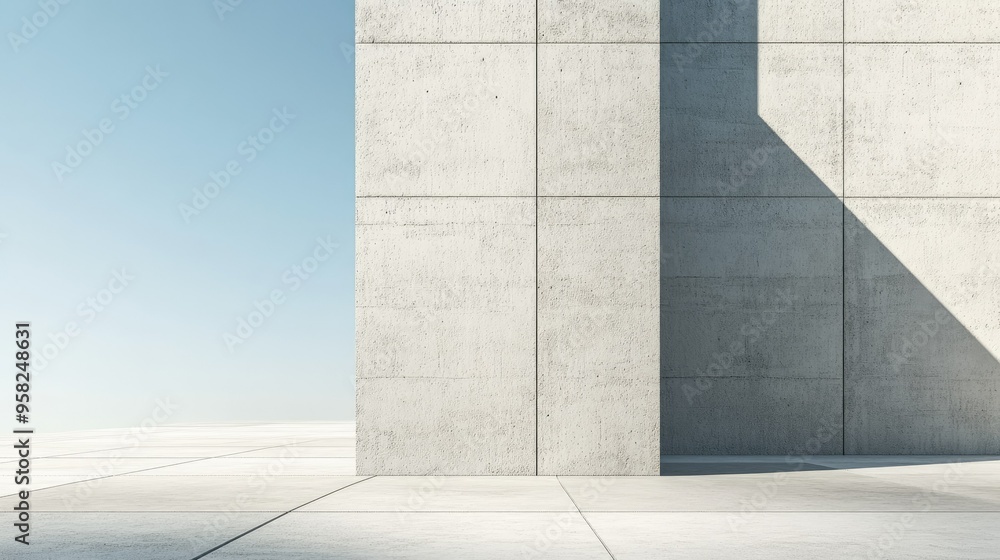 Obraz premium Abstract architectural design of a modern building wall, minimalistic with space for copy on the right.