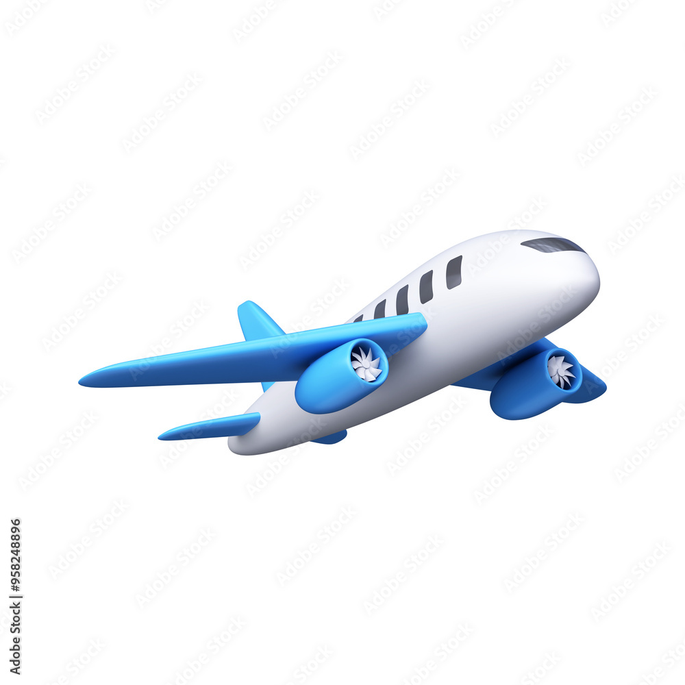 Obraz premium 3d airplane icon in cartoon style.