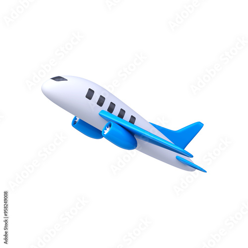 3d illustration of an airplane taking off. Travel or air transportation concept.