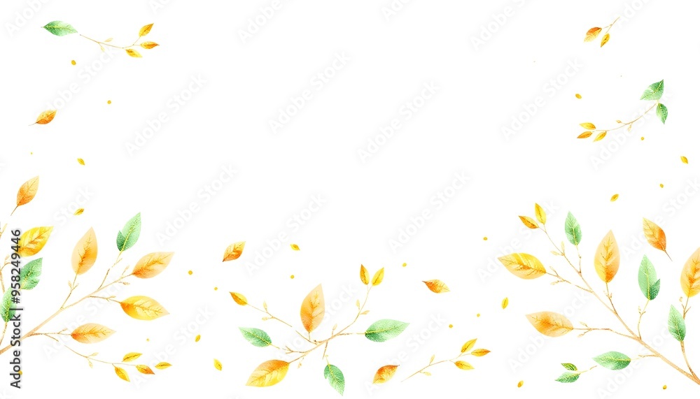 Floral frame with yellow and green leaves, creating a natural and organic border around the image Floral frame with yellow and green leaves, creating a natural and organic border around the image