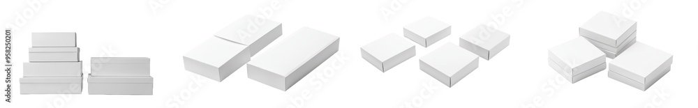 Clipping path for white box packaging in front and side views. Isolated on white background. Clipping path for white box packaging in front and side views. Isolated on white background.
