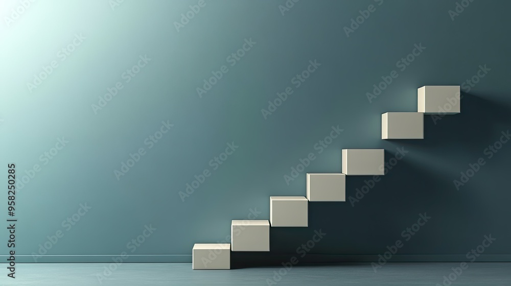 Business success symbolized by an upward trend and ample space for copy, set against a neutral background. Business success symbolized by an upward trend and ample space for copy, set against a neutral background.